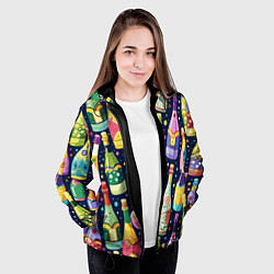 Куртка с капюшоном женская Бутылки шампанского -вино водочный паттерн, цвет: 3D-черный — фото 2