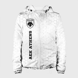 Куртка с капюшоном женская AEK Athens sport на светлом фоне по-вертикали, цвет: 3D-белый