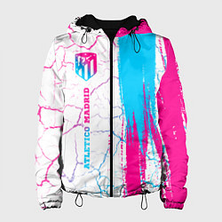 Куртка с капюшоном женская Atletico Madrid neon gradient style по-вертикали, цвет: 3D-черный