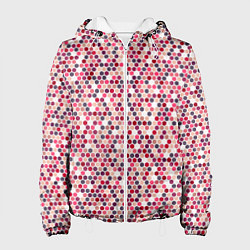 Куртка с капюшоном женская Паттерн соты розовый, цвет: 3D-белый