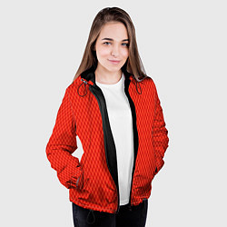 Куртка с капюшоном женская Сочный красный паттерн сетка, цвет: 3D-черный — фото 2