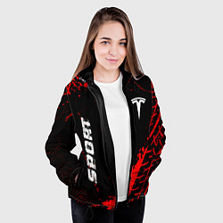 Куртка с капюшоном женская Tesla red sport tires, цвет: 3D-черный — фото 2
