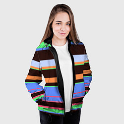 Куртка с капюшоном женская Разноцветный полосатый, цвет: 3D-черный — фото 2