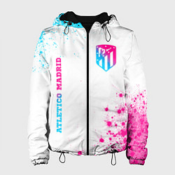 Куртка с капюшоном женская Atletico Madrid neon gradient style вертикально, цвет: 3D-черный