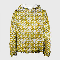 Куртка с капюшоном женская Белые плюсики на жёлтом фоне, цвет: 3D-белый