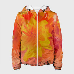 Куртка с капюшоном женская Абстракция цветы мастихин, цвет: 3D-белый