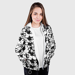 Куртка с капюшоном женская Абстрактный узор из кругов и овалов, цвет: 3D-белый — фото 2