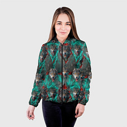 Куртка с капюшоном женская Паттерн из волков эпично, цвет: 3D-черный — фото 2