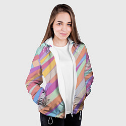 Куртка с капюшоном женская Пастельная диагональ аниме, цвет: 3D-белый — фото 2