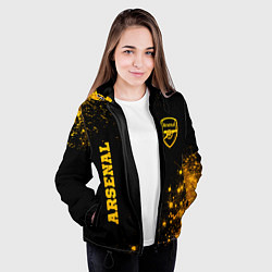 Куртка с капюшоном женская Arsenal - gold gradient вертикально, цвет: 3D-черный — фото 2