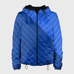 Куртка с капюшоном женская Сине-голубой косые полосы, цвет: 3D-черный