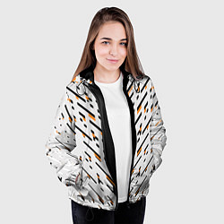 Куртка с капюшоном женская Чёрные и жёлтые полосы на белом фоне, цвет: 3D-черный — фото 2