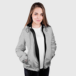 Куртка с капюшоном женская Однотонный светло-серый текстурированный, цвет: 3D-черный — фото 2