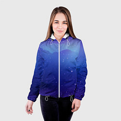 Куртка с капюшоном женская Синий космос и звезды, цвет: 3D-белый — фото 2