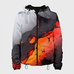 Куртка с капюшоном женская Объемная плита с красной лавой иллюстрация, цвет: 3D-черный