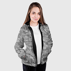 Куртка с капюшоном женская Серая кирпичная стена, цвет: 3D-черный — фото 2