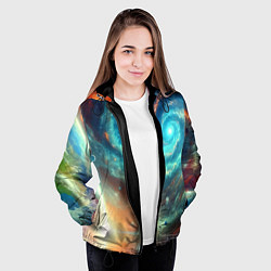 Куртка с капюшоном женская Неоновая далёкая галактика - нейросеть, цвет: 3D-черный — фото 2