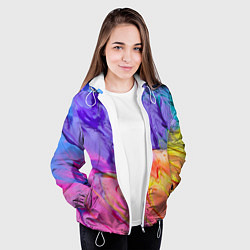 Куртка с капюшоном женская Красочные разводы гуашью, цвет: 3D-белый — фото 2
