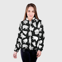 Куртка с капюшоном женская Узор белые медведи, цвет: 3D-белый — фото 2
