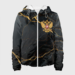 Женская куртка Золотой герб России на черно-золотой текстуре