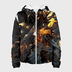 Куртка с капюшоном женская Раскол черных плит и янтаря, цвет: 3D-белый