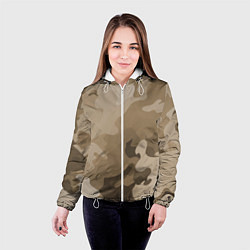 Куртка с капюшоном женская Камуфляж сепия, цвет: 3D-белый — фото 2