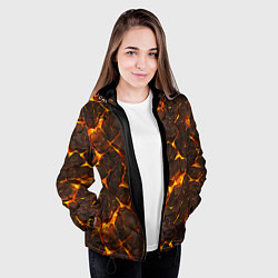 Куртка с капюшоном женская Элементаль магмы текстура, цвет: 3D-черный — фото 2