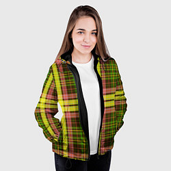 Куртка с капюшоном женская Зелено-красная клетка, цвет: 3D-черный — фото 2
