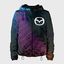 Куртка с капюшоном женская Mazda neon hexagon, цвет: 3D-черный