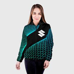Куртка с капюшоном женская Suzuki electro hexagon, цвет: 3D-черный — фото 2