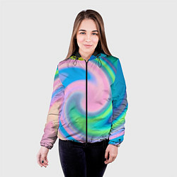 Куртка с капюшоном женская Абстракция спиральная, цвет: 3D-черный — фото 2