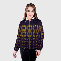 Куртка с капюшоном женская Цветочный орнамент на синем, цвет: 3D-белый — фото 2