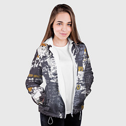 Куртка с капюшоном женская Газетная страничка, цвет: 3D-белый — фото 2