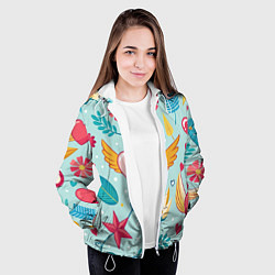 Куртка с капюшоном женская Сердечко с крылышками, цвет: 3D-белый — фото 2