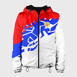 Куртка с капюшоном женская Россия- астрактивный триколор, цвет: 3D-черный