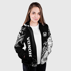 Куртка с капюшоном женская Хонда: следы от шин, цвет: 3D-черный — фото 2