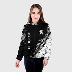 Куртка с капюшоном женская Пежо: следы от шин, цвет: 3D-черный — фото 2