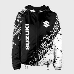 Куртка с капюшоном женская Сузуки: следы от шин, цвет: 3D-черный