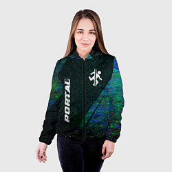 Куртка с капюшоном женская Portal glitch blue, цвет: 3D-черный — фото 2