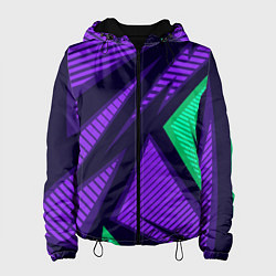 Куртка с капюшоном женская Абстрактный узор с геометрической концепцией, цвет: 3D-черный