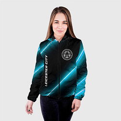 Куртка с капюшоном женская Leicester City неоновые лампы, цвет: 3D-черный — фото 2