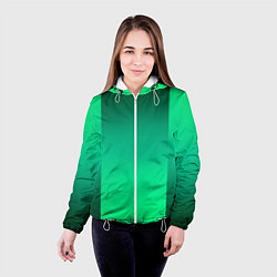 Куртка с капюшоном женская Яркий зеленый градиентный комбинированный фон, цвет: 3D-белый — фото 2