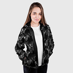 Куртка с капюшоном женская Паттерн бабочки, цвет: 3D-черный — фото 2