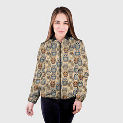 Куртка с капюшоном женская Совы птицы паттерн, цвет: 3D-черный — фото 2
