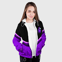 Куртка с капюшоном женская Among us neon geometry, цвет: 3D-белый — фото 2