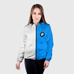 Куртка с капюшоном женская BMW sport blue white, цвет: 3D-черный — фото 2