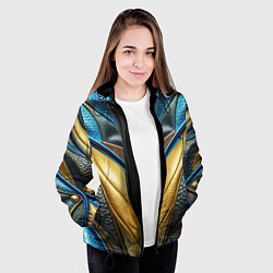 Куртка с капюшоном женская Объемная футуристичная объемная текстура из кожи, цвет: 3D-черный — фото 2