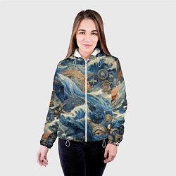 Куртка с капюшоном женская Абстрактная композиция - нейросеть, цвет: 3D-белый — фото 2