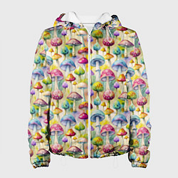 Куртка с капюшоном женская Грибной узор, цвет: 3D-белый