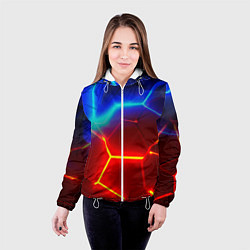 Куртка с капюшоном женская Красные плиты с ярким светом, цвет: 3D-белый — фото 2